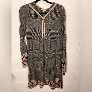 Live and Let Live Black and Cream Long Sleeve Hooded Cardigan Size XL